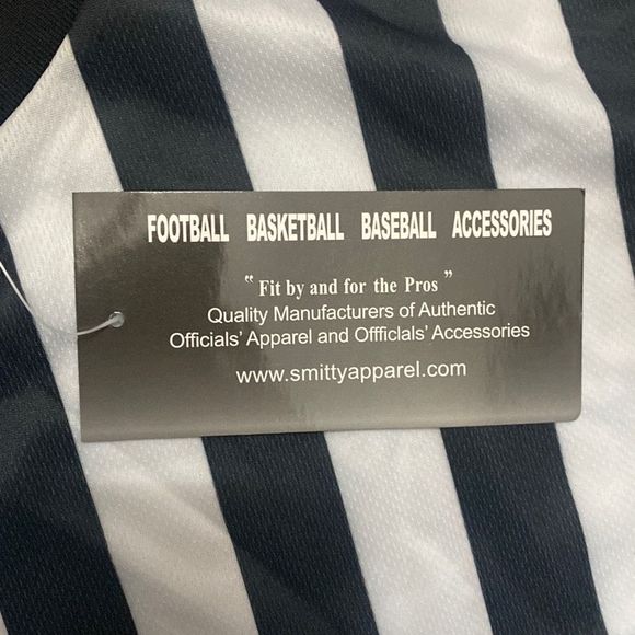 SMITTY Black & White Stripe Football Officials Short Sleeve Shirt Men Large NWT - Picture 4 of 7